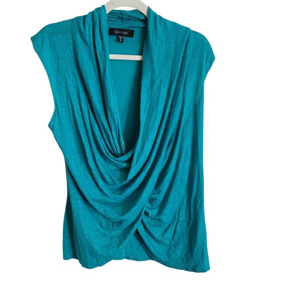 Karen Kane Linen Sleeveless Infinity Top Womens Medium Turquoise Preppy Boho USA - Picture 1 of 8